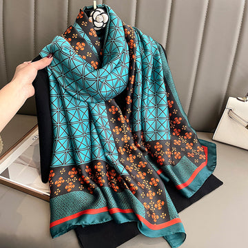 Luxury Printed Large Silk Scarf - LUXURY SCARF 90 * 180 CMS - F-208-1