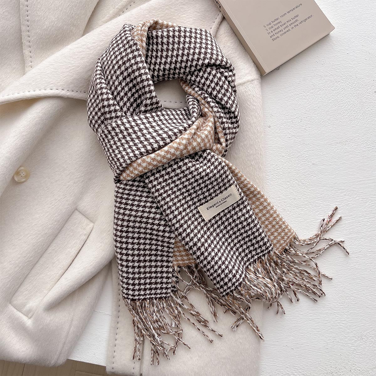 Plaid Winter Scarf 45 206 CMS FYR-160_KHAKI