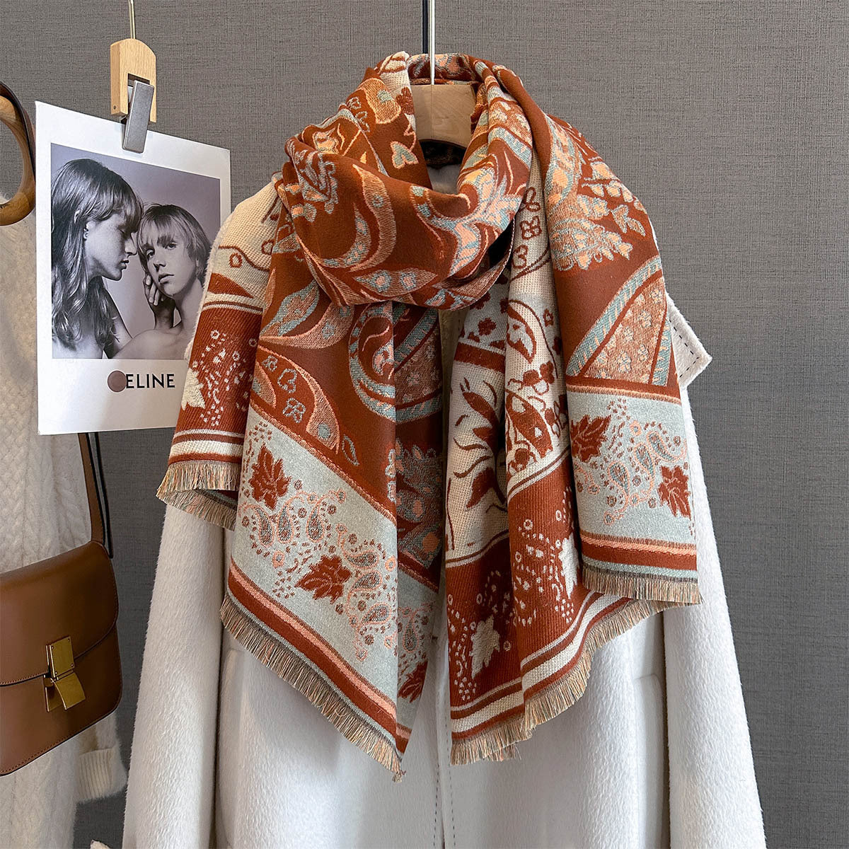 Paisley Print Tassel Winter Scarf - 185 * 65 CMS