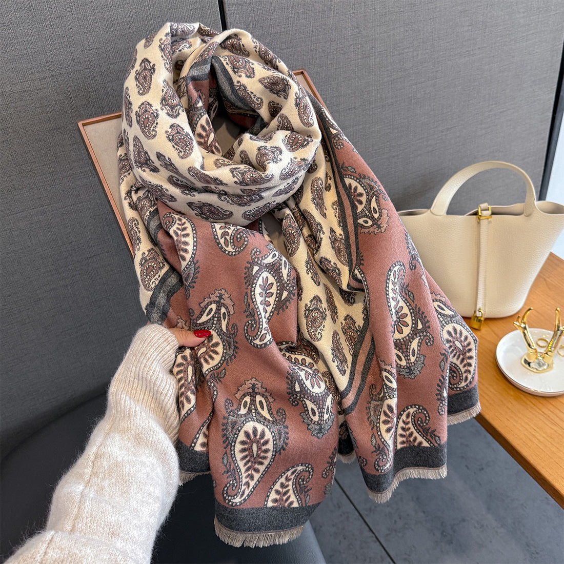 Paisley Print Winter Warm Scarf - 190 * 65 CMS