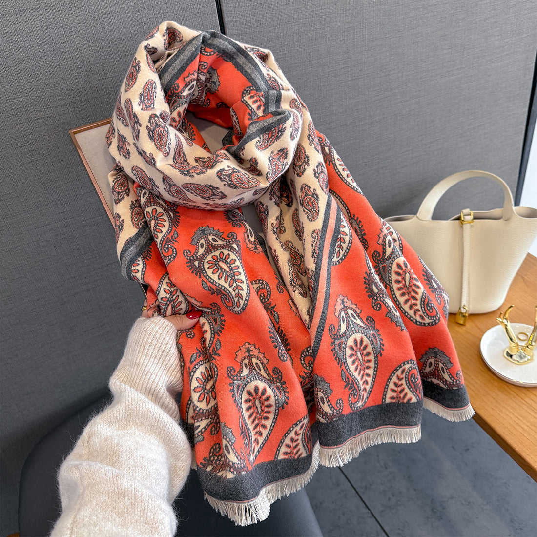 Paisley Print Winter Warm Scarf - 190 * 65 CMS