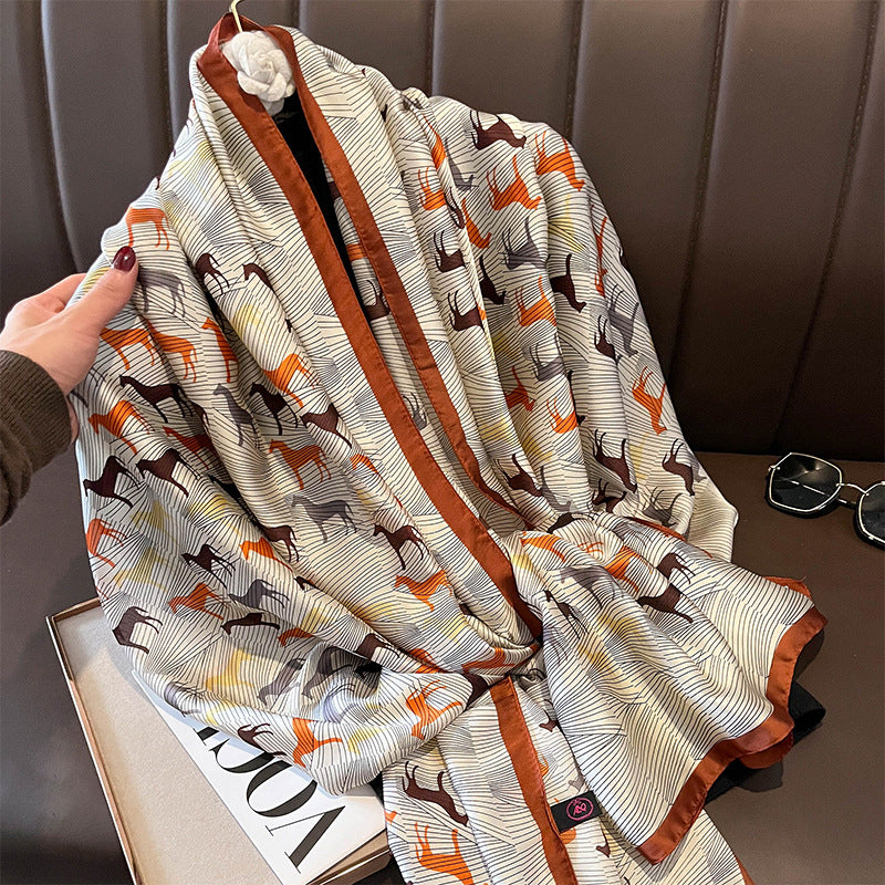 Luxury Printed Large Silk Scarf - LUXURY SCARF 90 * 180 CMS - F-310