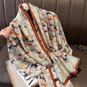 Luxury Printed Large Silk Scarf - LUXURY SCARF 90 * 180 CMS - F-310