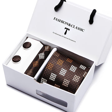 SILK NECKTIE GIFT SET WITH MATCHING CUFFLINKS AND POCKET SQUARE