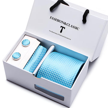 SILK NECKTIE GIFT SET WITH MATCHING CUFFLINKS AND POCKET SQUARE