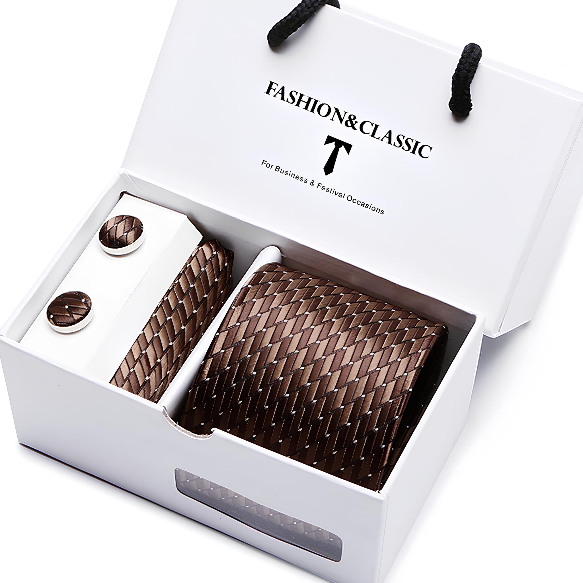 SILK NECKTIE GIFT SET WITH MATCHING CUFFLINKS AND POCKET SQUARE