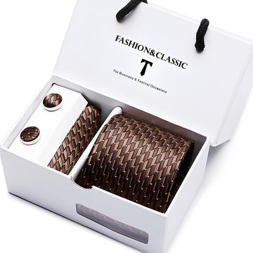 SILK NECKTIE GIFT SET WITH MATCHING CUFFLINKS AND POCKET SQUARE