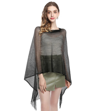 Party Wear Tassel Net Outer Scarf - NET SCARF 55 * 100 CMS - 567918879203_BLA