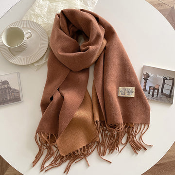 Two Tone Winter Scarf - 68 * 200 CMS - FYR-12_CAMEL BROWN