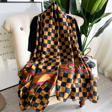 Luxury Printed Large Silk Scarf - LUXURY SCARF 90 * 180 CMS - F-106_COF