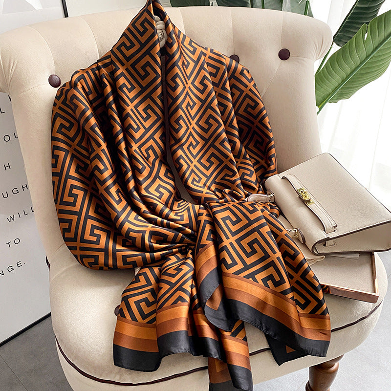 Luxury Printed Large Silk Scarf - LUXURY SCARF 90 * 180 CMS - F-110_COF