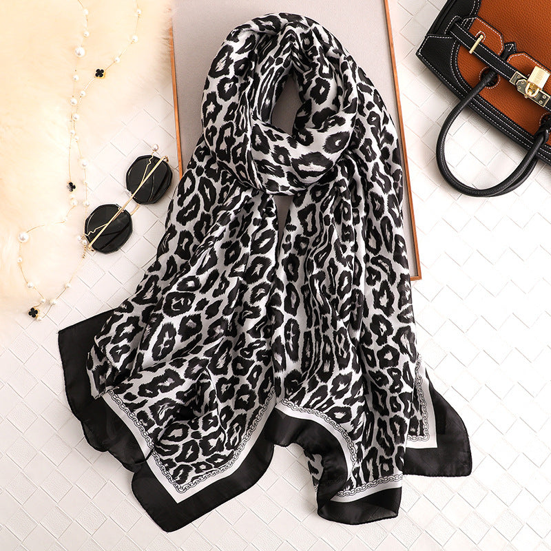 Luxury Printed Large Silk Scarf - LUXURY SCARF 90 * 180 CMS - F-284_BLA