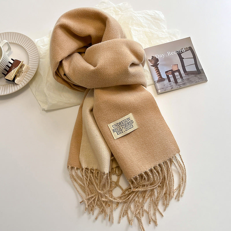 Two Tone Winter Scarf - 68 * 200 CMS - FYR-11_KHAKI BEIGE