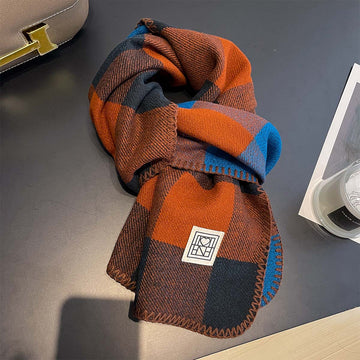 Whipstitch Plaid Winter Scarf - 45 * 190 CMS - FYR-179_ORANGE