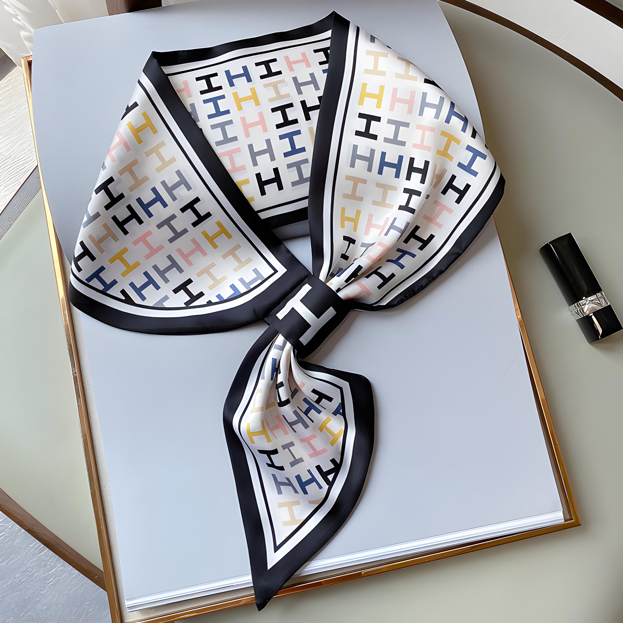 Luxury Printed Loop Scarf - LOOP SCARF 15 * 70 CMS - XED-31_BLA