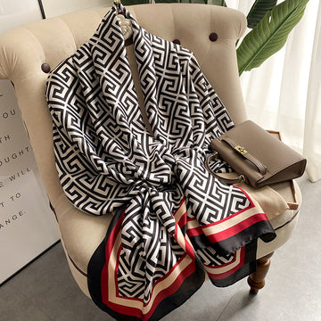 Luxury Printed Large Silk Scarf - LUXURY SCARF 90 * 180 CMS - F-110_WHI