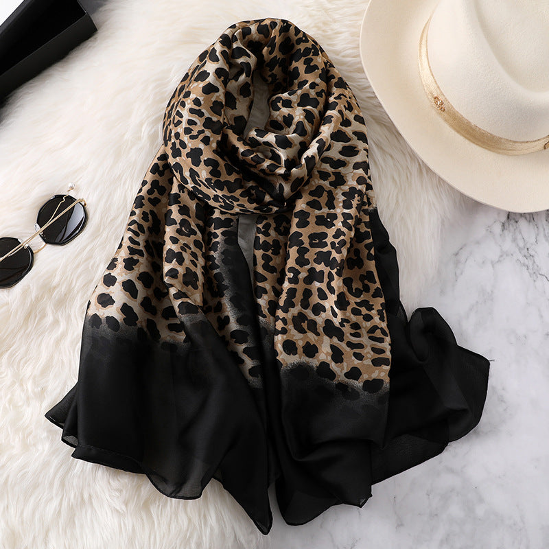 Luxury Printed Large Silk Scarf - LUXURY SCARF 90 * 180 CMS - F-232_BLA