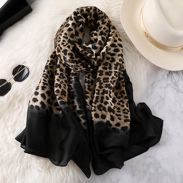 Luxury Printed Large Silk Scarf - LUXURY SCARF 90 * 180 CMS - F-232_BLA