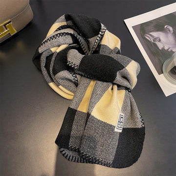 Whipstitch Plaid Winter Scarf - 45 * 190 CMS - FYR-179_BLACK
