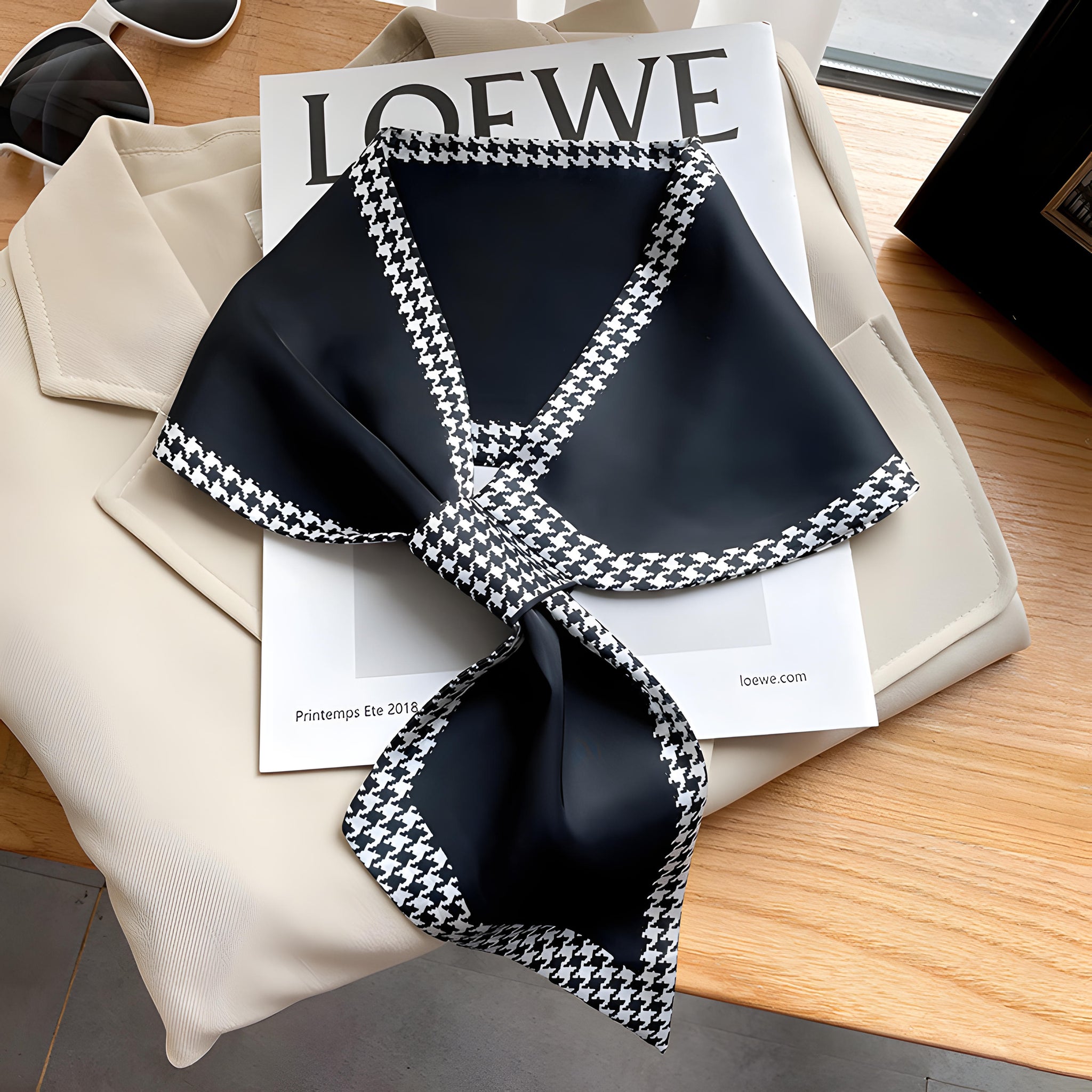 Luxury Printed Loop Scarf - LOOP SCARF 15 * 70 CMS - XED_58_BLA