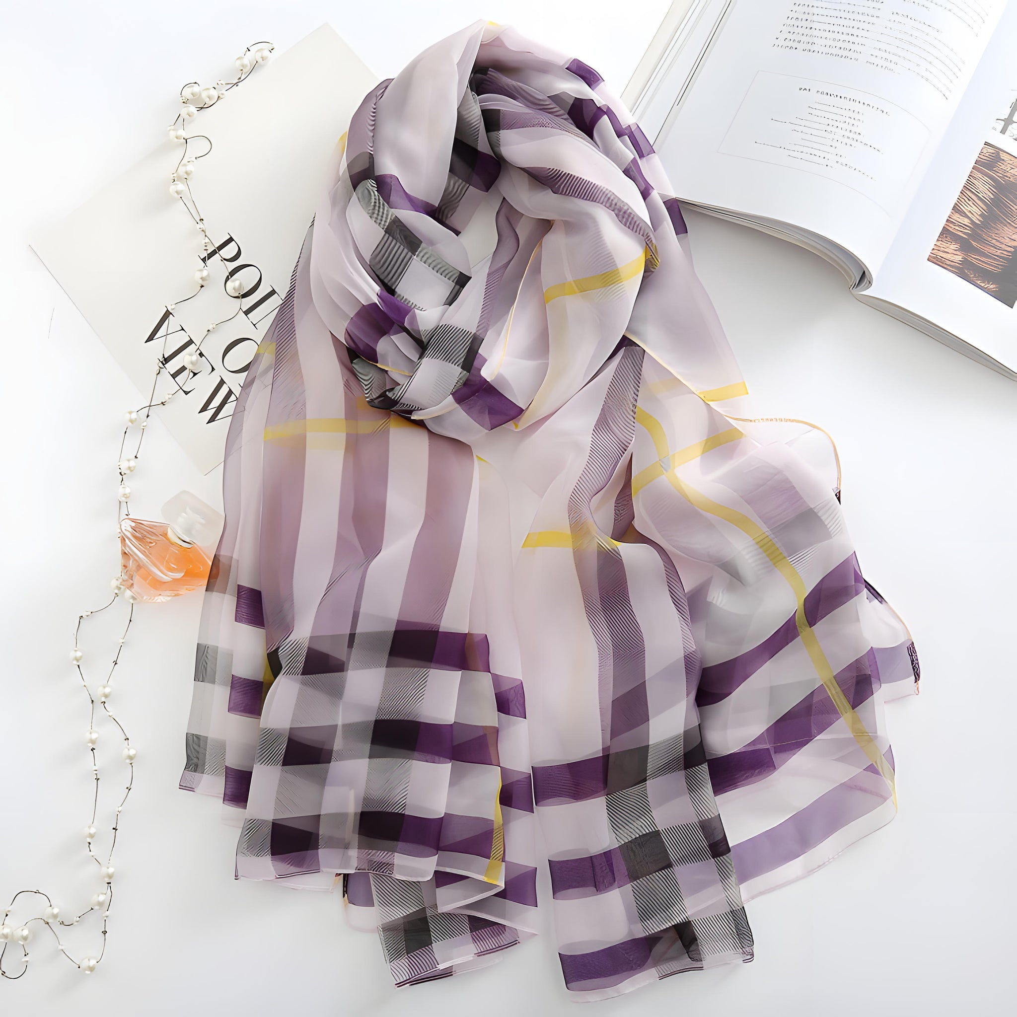 Luxury Printed Large Scarf - LUXURY SCARF 180 * 140 CMS - 585831285836_PUR