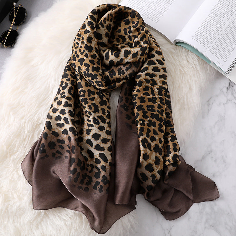 Luxury Printed Large Silk Scarf - LUXURY SCARF 90 * 180 CMS - F-232_KHA