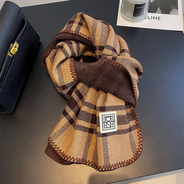 Whipstitch Plaid Winter Scarf - 45 * 190 CMS - FYR-182_CAMEL