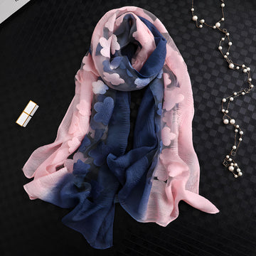 Luxury Lace Flocking Flower Scarf - 65*180 CMS