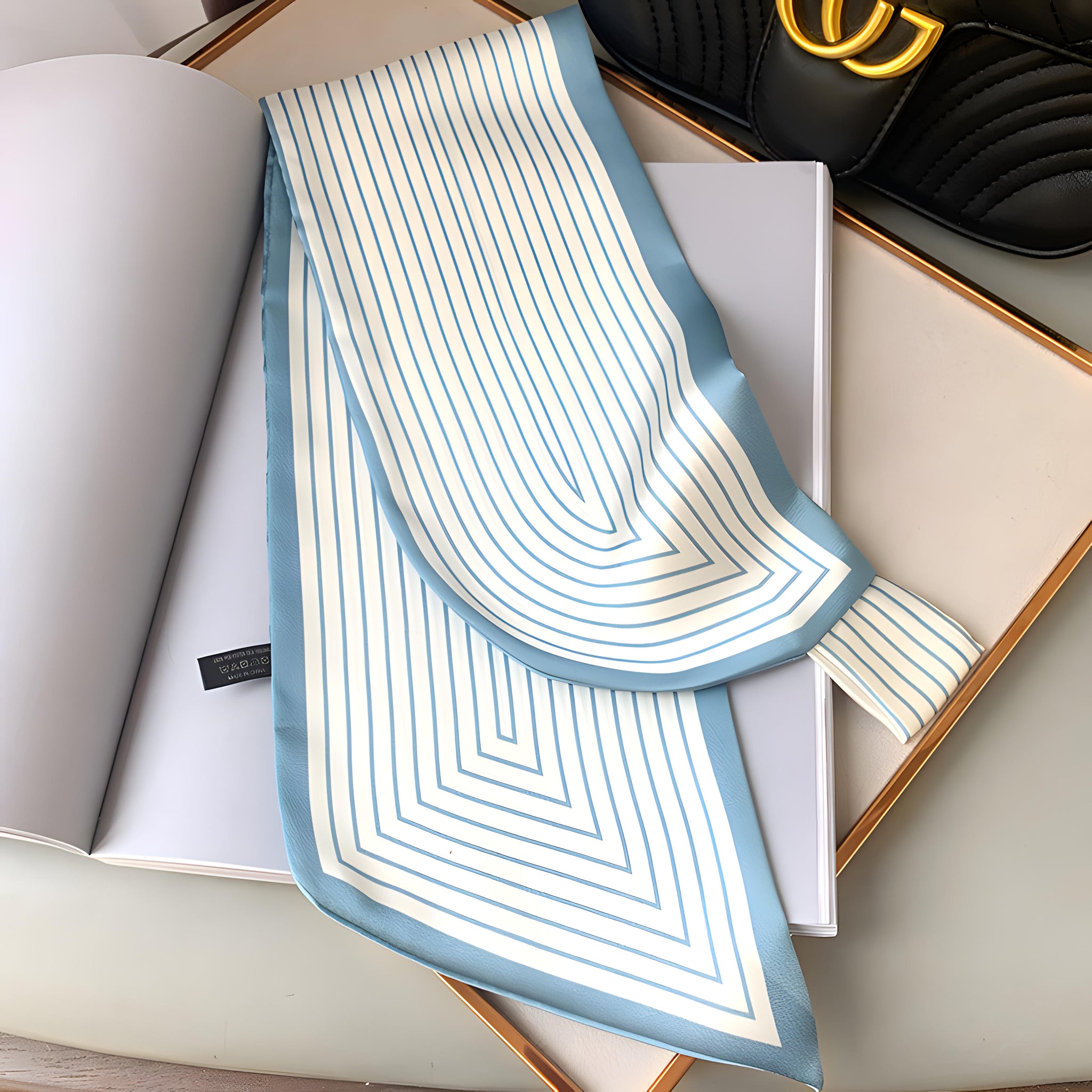 Luxury Printed Loop Scarf - LOOP SCARF 15 * 70 CMS - XED-11_BLU