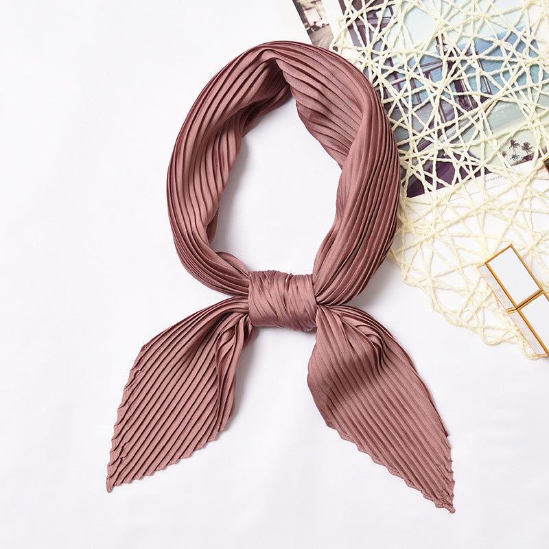 Pleated Solid Square Scarf - PLEATED SCARF 70 * 70 CMS