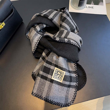 Whipstitch Plaid Winter Scarf - 45 * 190 CMS - FYR-182_GRAY