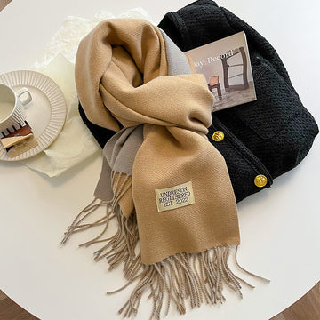 Two Tone Winter Scarf - 68 * 200 CMS - FYR-12_KHAKI GRAY