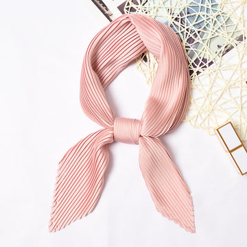 Pleated Solid Square Scarf - PLEATED SCARF 70 * 70 CMS
