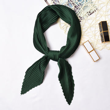 Pleated Solid Square Scarf - PLEATED SCARF 70 * 70 CMS