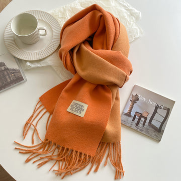 Two Tone Winter Scarf - 68 * 200 CMS - FYR-13_ORANGE