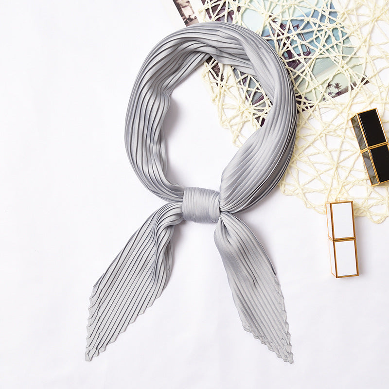Pleated Solid Square Scarf - PLEATED SCARF 70 * 70 CMS