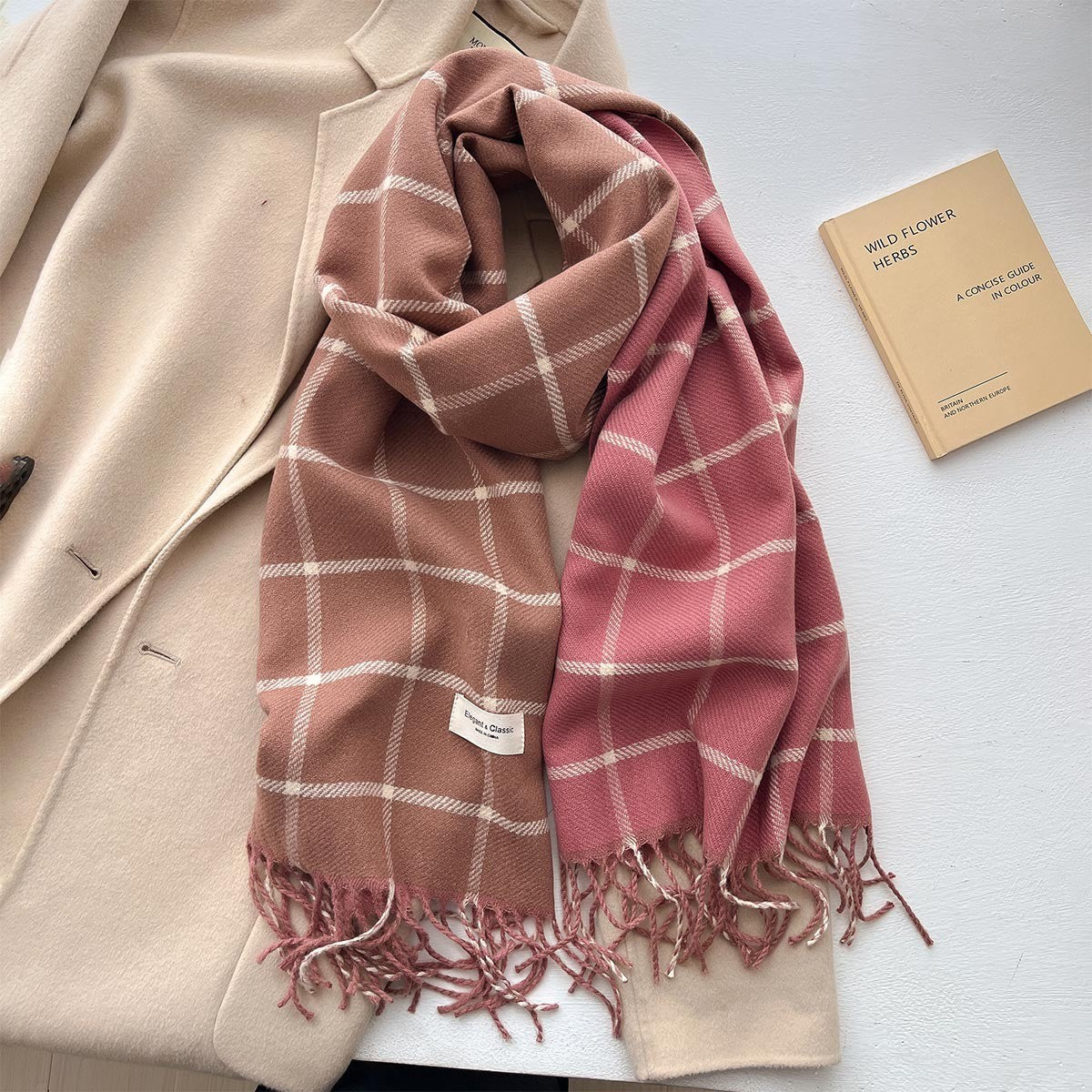 Plaid Winter Scarf - 45 * 206 CMS - FYR-162_PINK