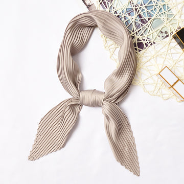 Pleated Solid Square Scarf - PLEATED SCARF 70 * 70 CMS