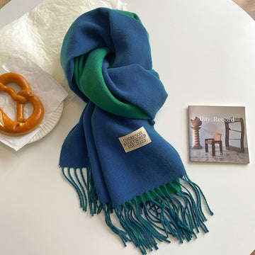 Two Tone Winter Scarf - 68 * 200 CMS - FYR-14_BLUE GREEN