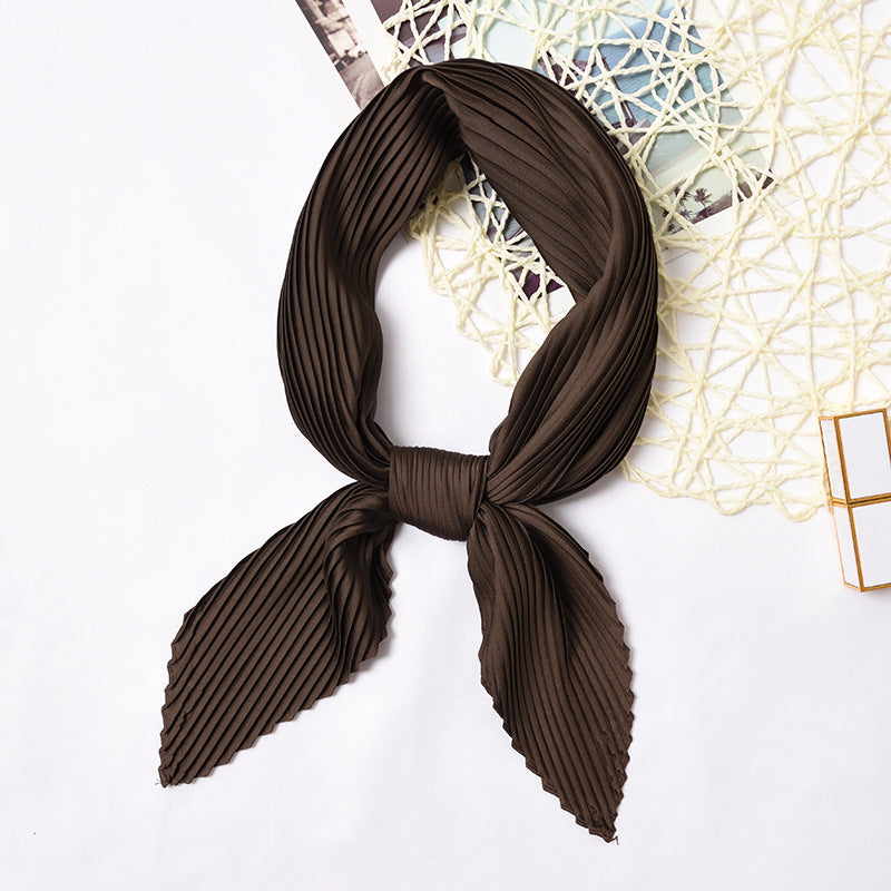 Pleated Solid Square Scarf - PLEATED SCARF 70 * 70 CMS