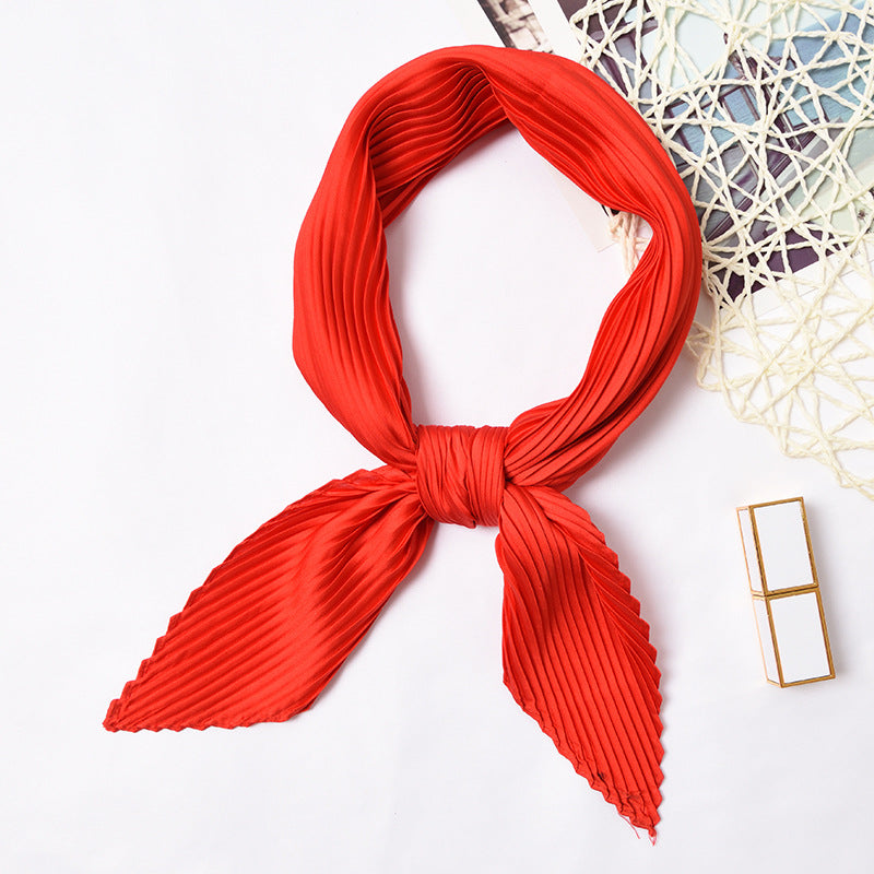 Pleated Solid Square Scarf - PLEATED SCARF 70 * 70 CMS