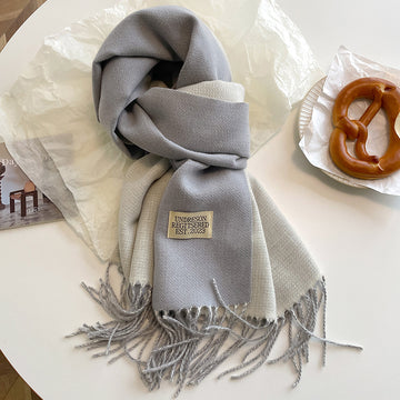 Two Tone Winter Scarf - 68 * 200 CMS - FYR-14_LIGHT GRAY