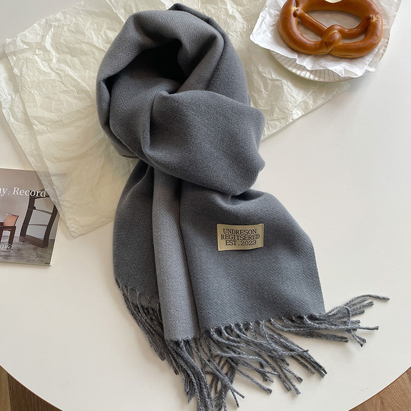 Two Tone Winter Scarf - 68 * 200 CMS - FYR-14_DARK GRAY