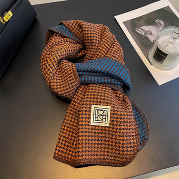 Whipstitch Houndstooth Winter Scarf - 45 * 190 CMS - FYR-181_CARAMEL