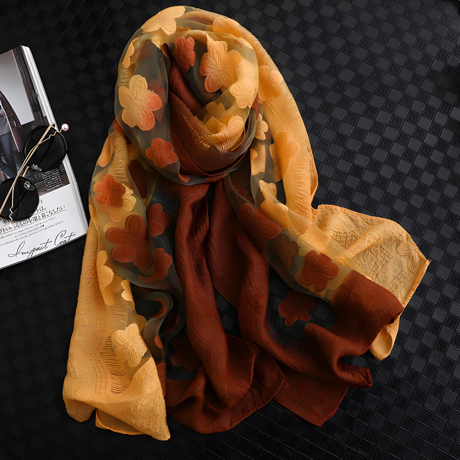 Luxury Lace Flocking Flower Scarf - 65*180 CMS