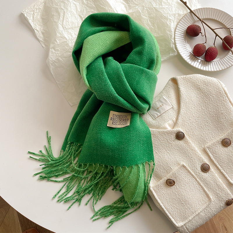 Two Tone Winter Scarf - 68 * 200 CMS - FYR-15_LEAF GREEN