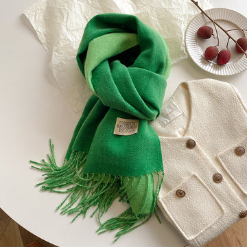 Two Tone Winter Scarf - 68 * 200 CMS - FYR-15_LEAF GREEN