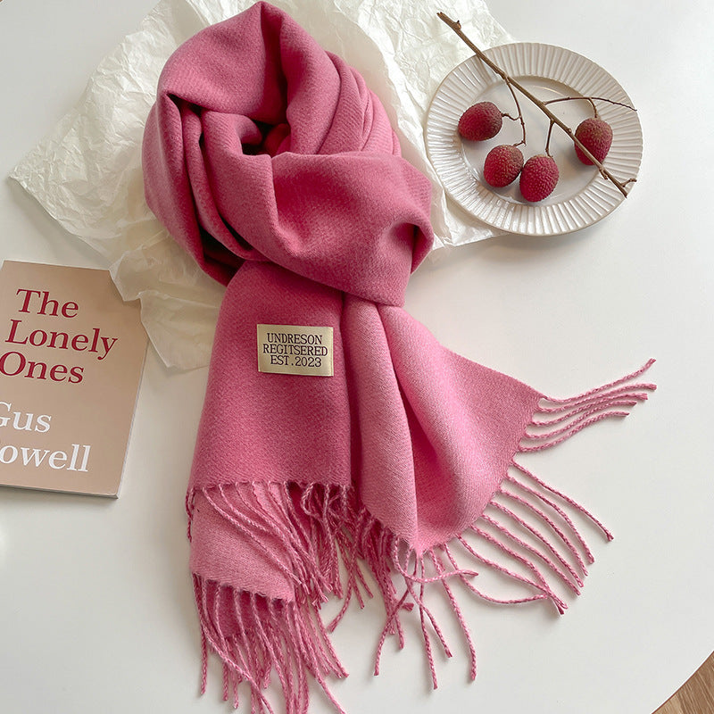 Two Tone Winter Scarf - 68 * 200 CMS - FYR-15_RASBERRY PINK
