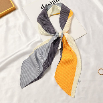 Striped Multi-Color Angled Pleated Scarf - STRIPED PLEATED SCARF 11 * 135 CMS