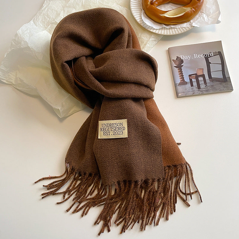 Two Tone Winter Scarf - 68 * 200 CMS - FYR-15_CARAMEL